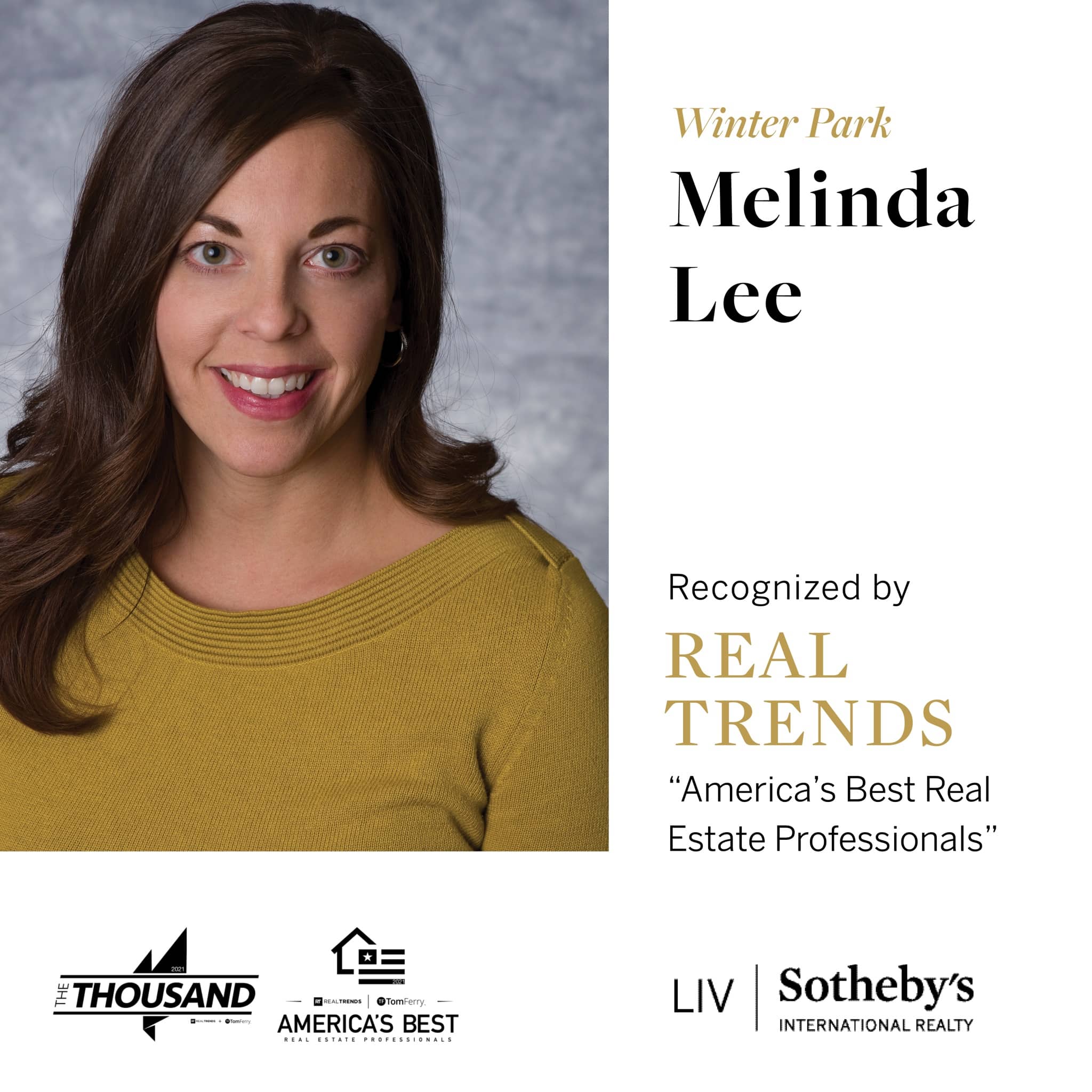 Melinda V Lee Real Trends America's Best Real Estate Professionals LIV Sotheby's